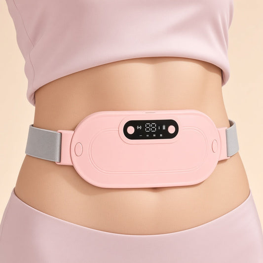 Detalle del masajeador térmico rosa en la cintura — ohlunara.